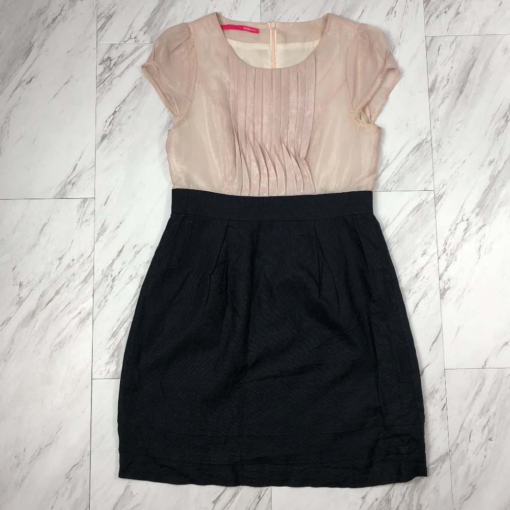 Navy & Cream Pinkyotto Dress Size Medium EUC - Picture 1 of 6